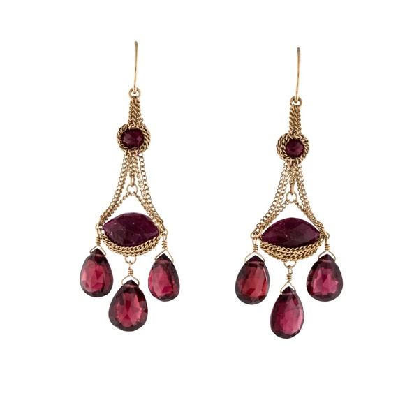 SOLD -Anthony Nak 18k Gold Ruby Earrings - Picture 4 of 5